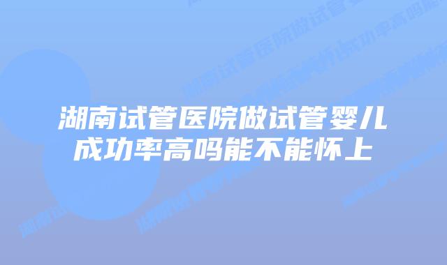 湖南试管医院做试管婴儿成功率高吗能不能怀上