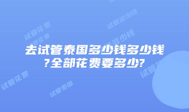 去试管泰国多少钱多少钱?全部花费要多少?