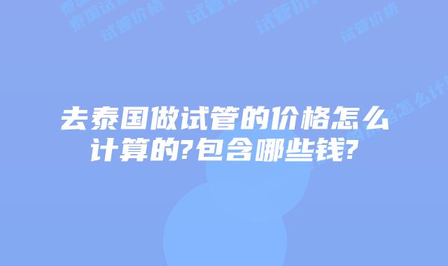 去泰国做试管的价格怎么计算的?包含哪些钱?