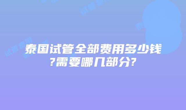 泰国试管全部费用多少钱?需要哪几部分?