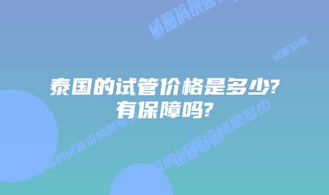 泰国的试管价格是多少?有保障吗?