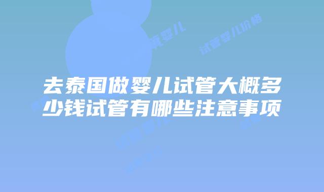 去泰国做婴儿试管大概多少钱试管有哪些注意事项