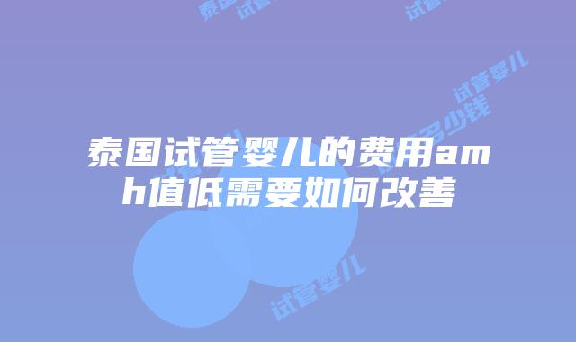 泰国试管婴儿的费用amh值低需要如何改善