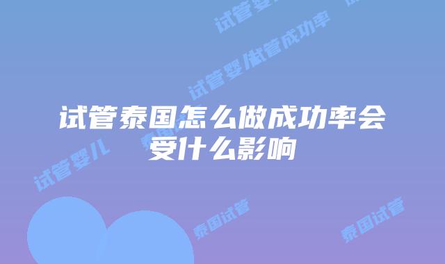 试管泰国怎么做成功率会受什么影响