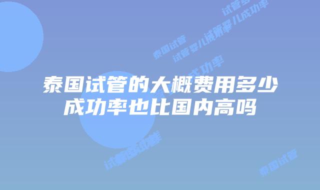 泰国试管的大概费用多少成功率也比国内高吗