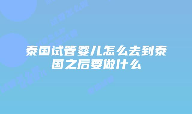 泰国试管婴儿怎么去到泰国之后要做什么