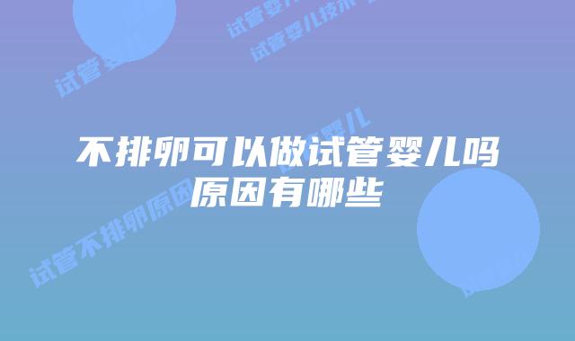 不排卵可以做试管婴儿吗原因有哪些