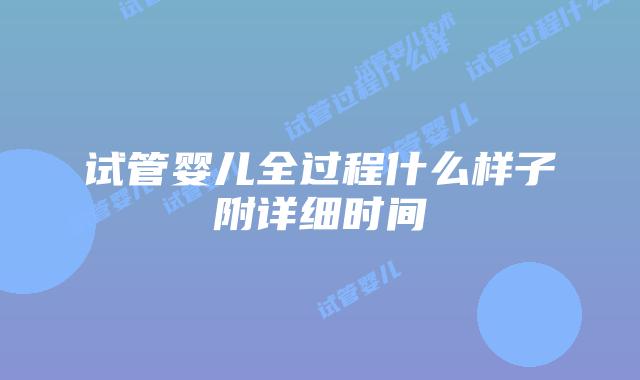 试管婴儿全过程什么样子附详细时间