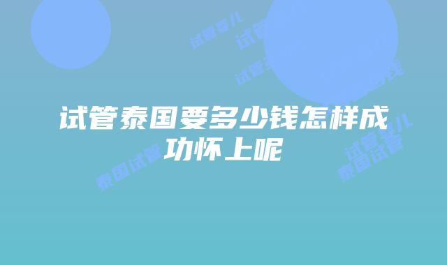 试管泰国要多少钱怎样成功怀上呢