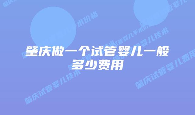 肇庆做一个试管婴儿一般多少费用