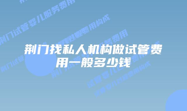 荆门找私人机构做试管费用一般多少钱