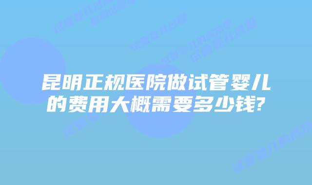 昆明正规医院做试管婴儿的费用大概需要多少钱?
