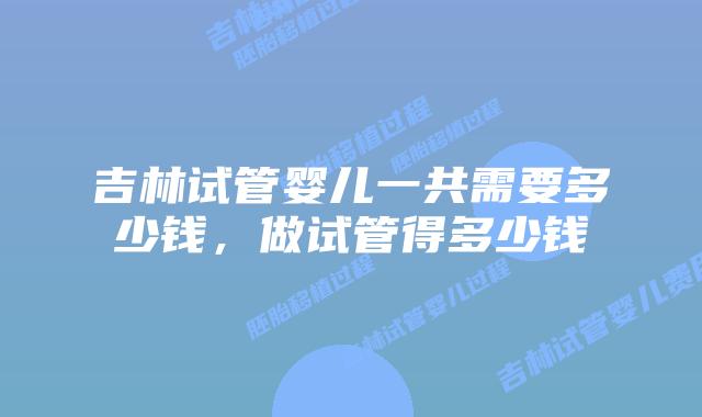 吉林试管婴儿一共需要多少钱，做试管得多少钱