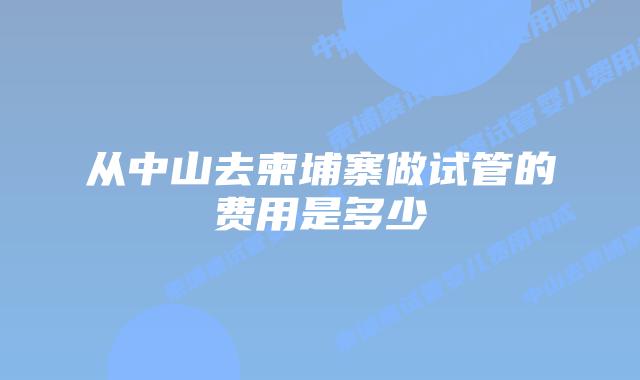 从中山去柬埔寨做试管的费用是多少