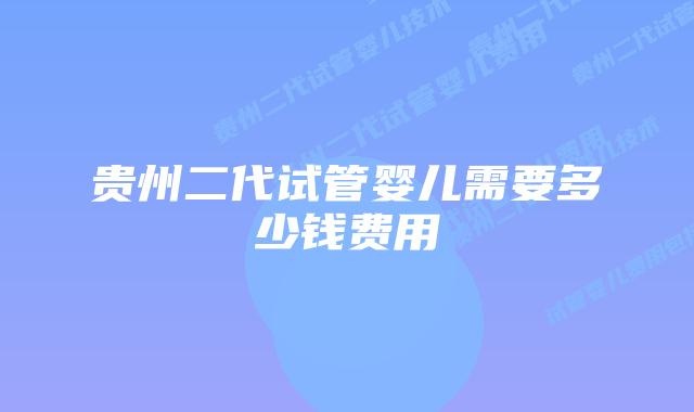贵州二代试管婴儿需要多少钱费用
