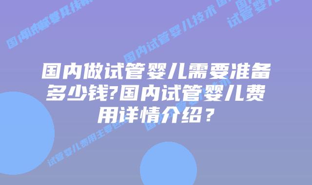 国内做试管婴儿需要准备多少钱?国内试管婴儿费用详情介绍？