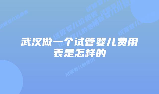 武汉做一个试管婴儿费用表是怎样的