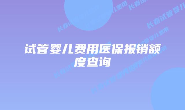 试管婴儿费用医保报销额度查询