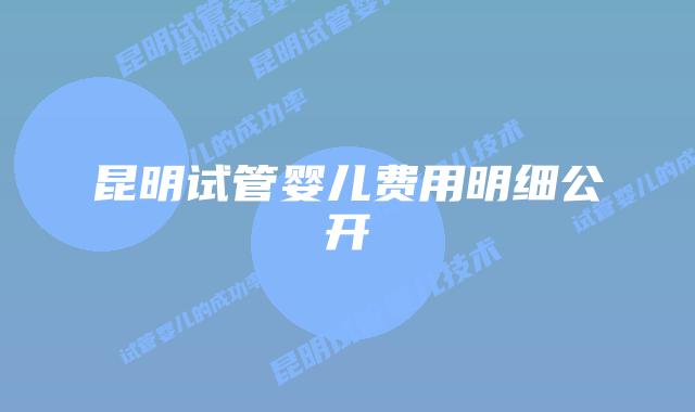 昆明试管婴儿费用明细公开