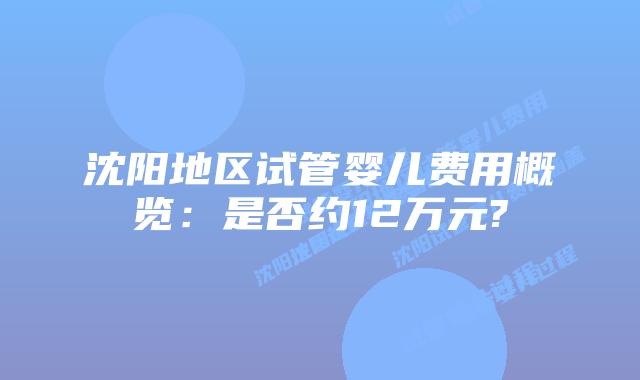 沈阳地区试管婴儿费用概览：是否约12万元?