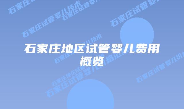 石家庄地区试管婴儿费用概览