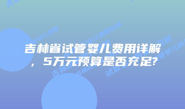 吉林省试管婴儿费用详解,5万元预算是否充足?