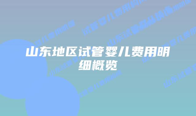 山东地区试管婴儿费用明细概览