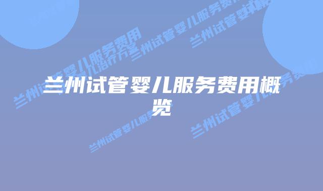 兰州试管婴儿服务费用概览