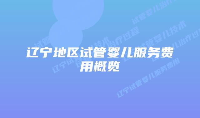 辽宁地区试管婴儿服务费用概览