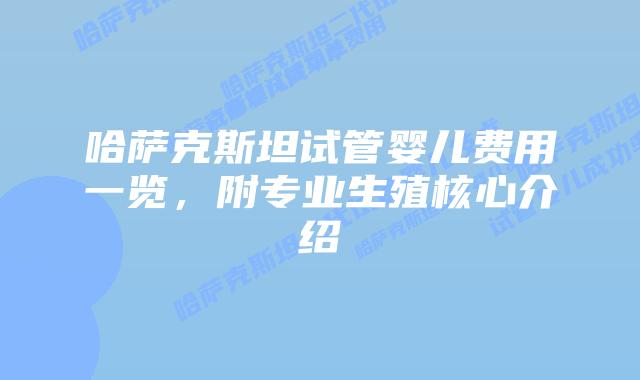 哈萨克斯坦试管婴儿费用一览,附专业生殖核心介绍