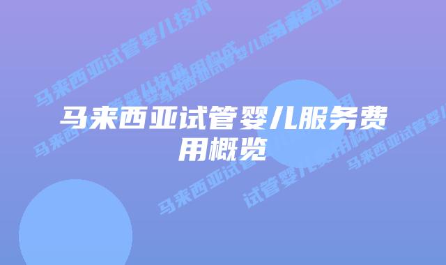 马来西亚试管婴儿服务费用概览