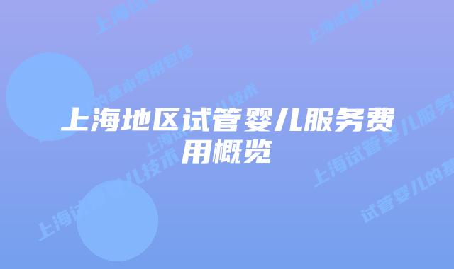 上海地区试管婴儿服务费用概览
