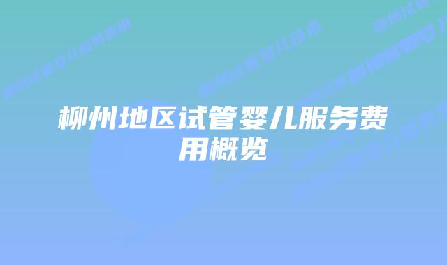 柳州地区试管婴儿服务费用概览
