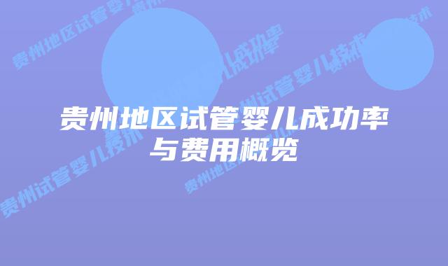 贵州地区试管婴儿成功率与费用概览
