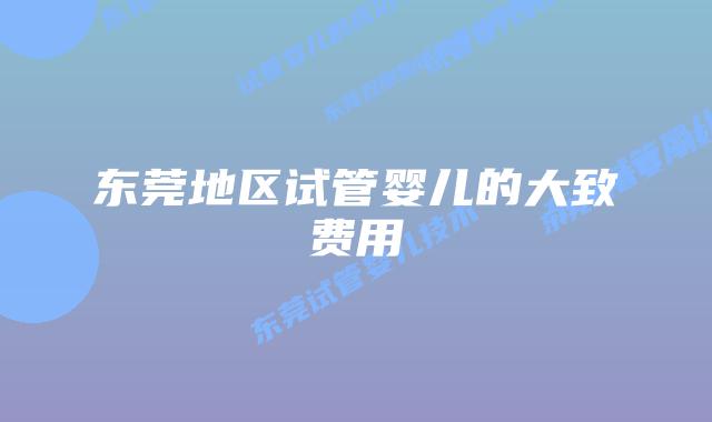 东莞地区试管婴儿的大致费用