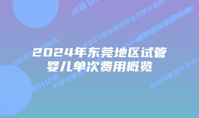 2024年东莞地区试管婴儿单次费用概览