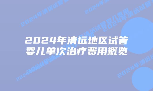 2024年清远地区试管婴儿单次治疗费用概览