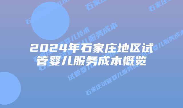 2024年石家庄地区试管婴儿服务成本概览