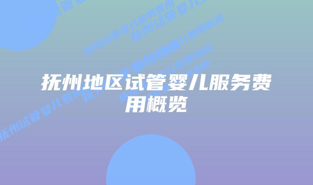抚州地区试管婴儿服务费用概览