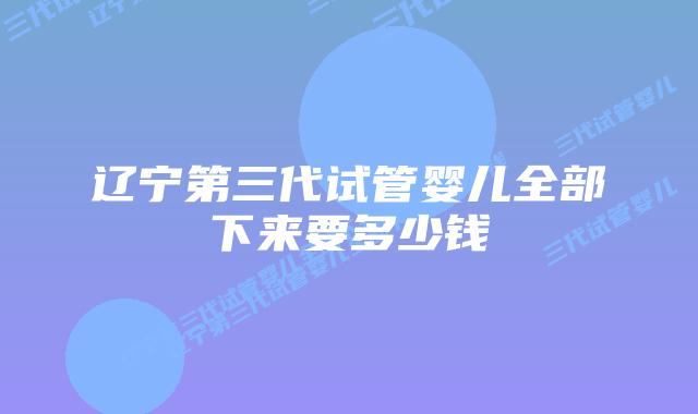 辽宁第三代试管婴儿全部下来要多少钱