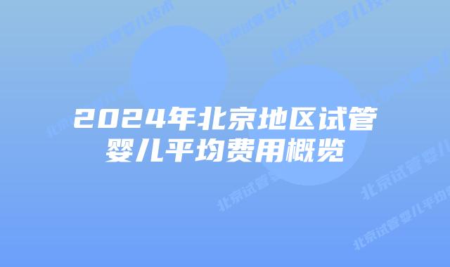 2024年北京地区试管婴儿平均费用概览