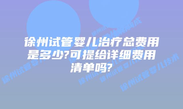 徐州试管婴儿治疗总费用是多少?可提给详细费用清单吗?