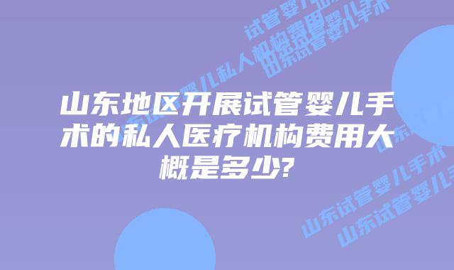 山东地区开展试管婴儿手术的私人医疗机构费用大概是多少?