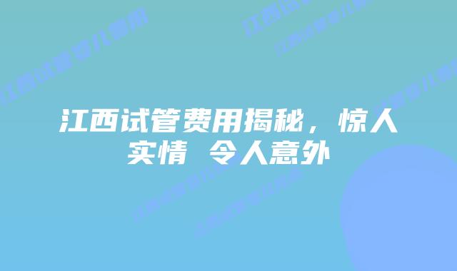 江西试管费用揭秘，惊人实情 令人意外