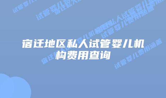 宿迁地区私人试管婴儿机构费用查询