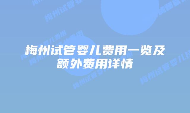 梅州试管婴儿费用一览及额外费用详情
