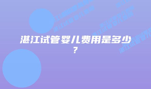 湛江试管婴儿费用是多少?