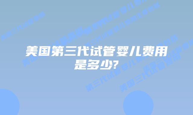 美国第三代试管婴儿费用是多少?