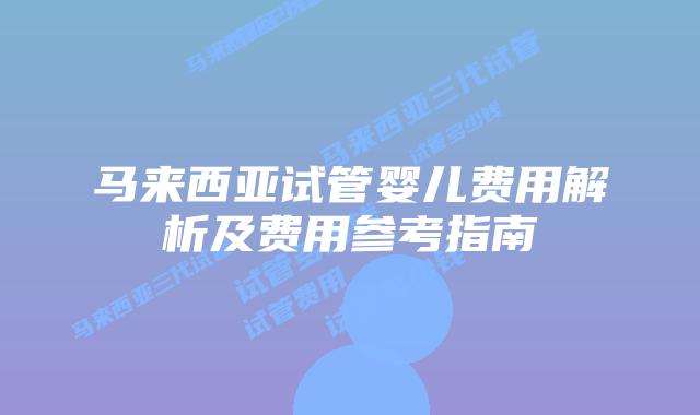 马来西亚试管婴儿费用解析及费用参考指南