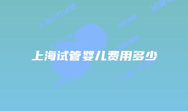 上海试管婴儿费用多少